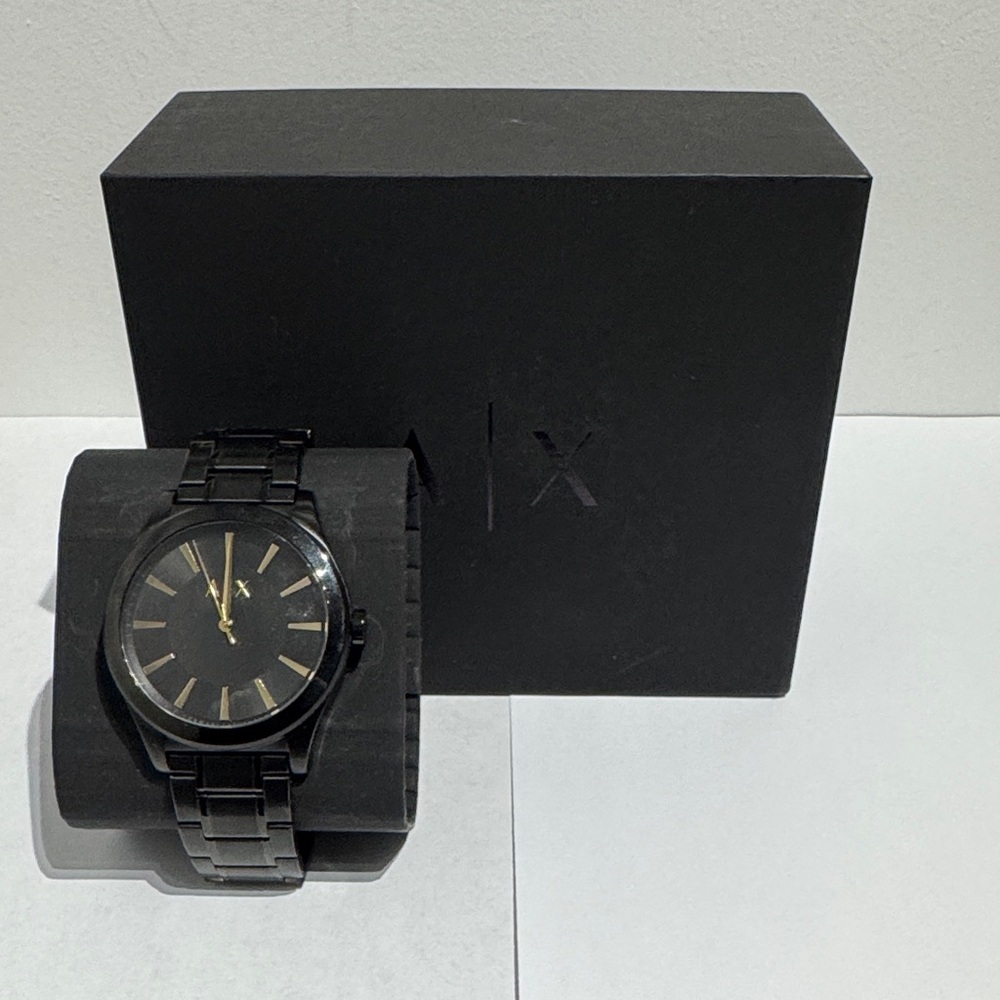 Armani Exchange Black and Gold Men's Watch
